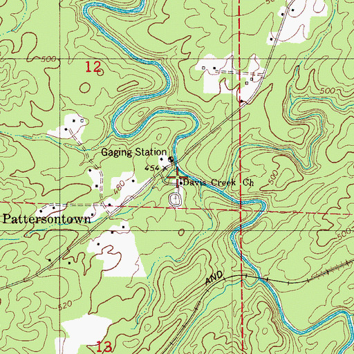 Topographic Map of Davis Creek Baptist Church, AL