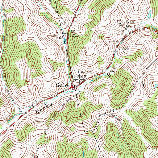 Topographic Map of Carroll Cemetery, PA