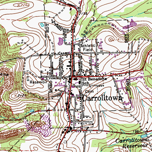 Topographic Map of Carrolltown, PA