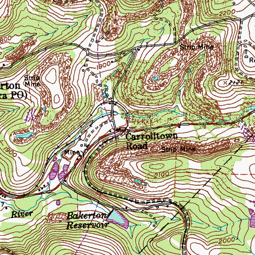 Topographic Map of Carrolltown Road, PA