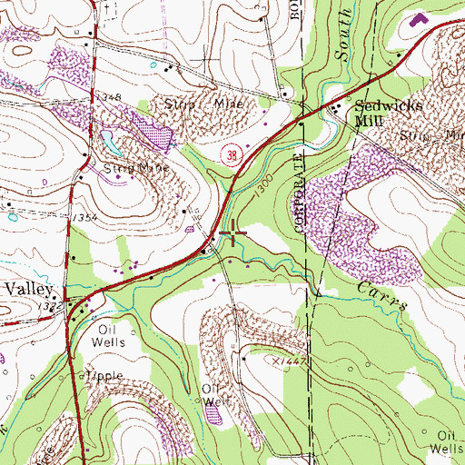 Topographic Map of Carrs Run, PA