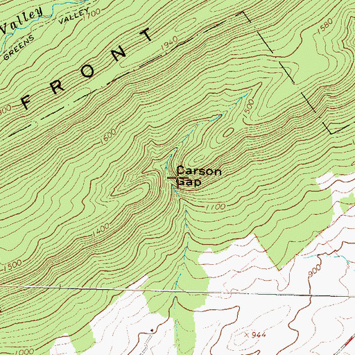 Topographic Map of Carson Gap, PA