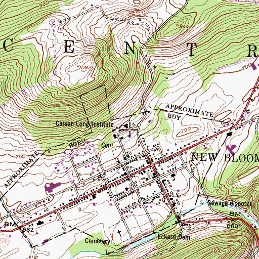 Topographic Map of Carson Long Institute, PA