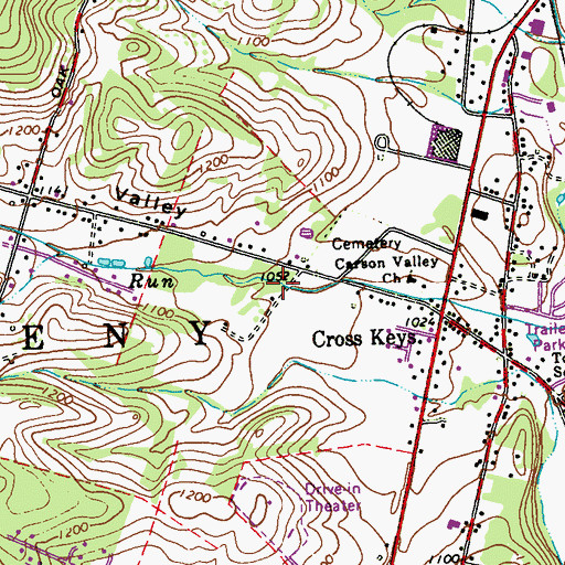 Topographic Map of Carson Valley, PA