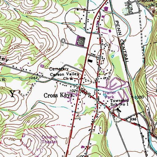 Topographic Map of Carson Valley Church, PA