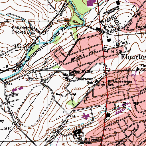 Topographic Map of Carson Valley School, PA