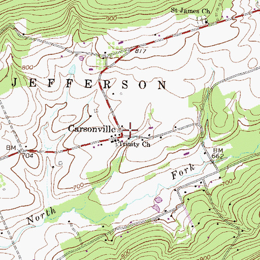 Topographic Map of Carsonville, PA