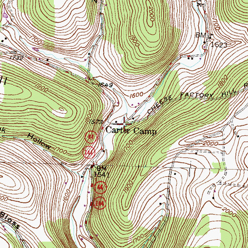 Topographic Map of Carter Camp, PA
