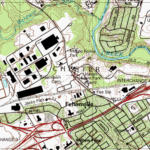 Topographic Map of Carter Cemetery, PA