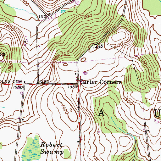 Topographic Map of Carter Corners, PA