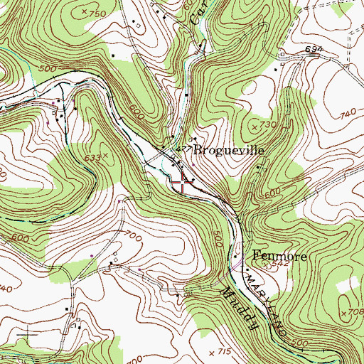 Topographic Map of Carter Creek, PA