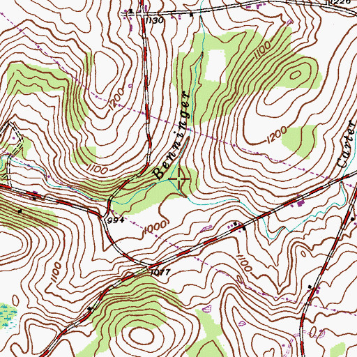 Topographic Map of Carter Creek, PA