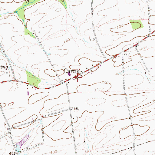 Topographic Map of Cartin, PA