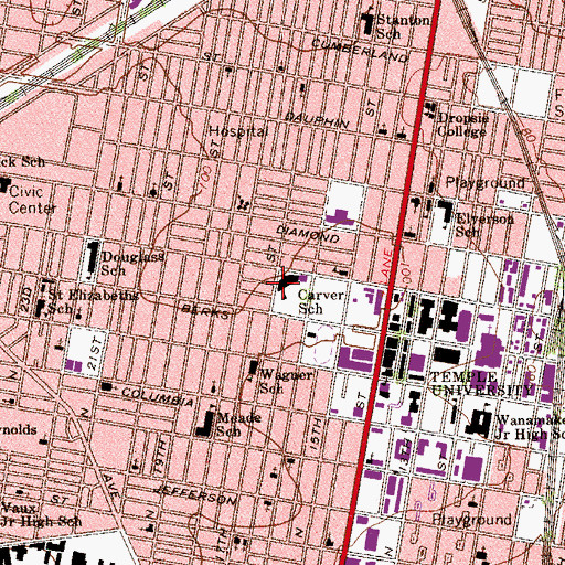 Topographic Map of Carver School, PA