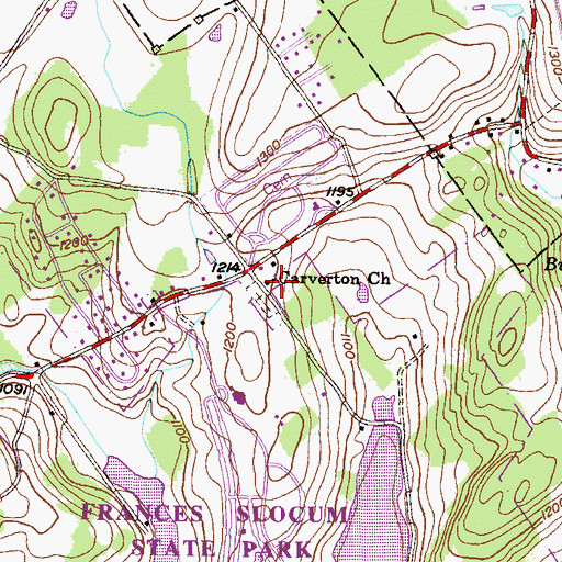 Topographic Map of Carverton Church, PA