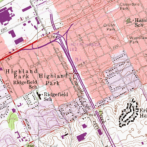 Topographic Map of Cascade Creek, PA