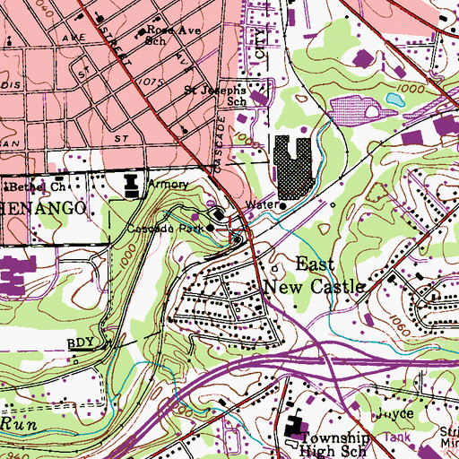 Topographic Map of Cascade Park, PA