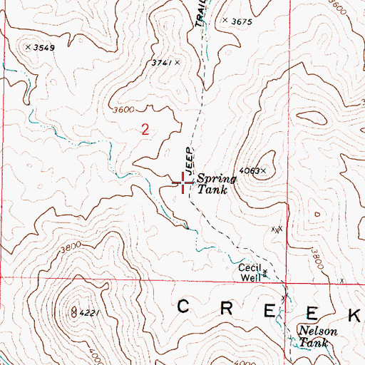 Topographic Map of Spring Tank, AZ
