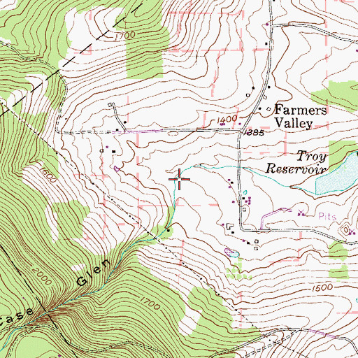 Topographic Map of Case Glen, PA