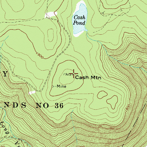 Topographic Map of Cash Mountain, PA