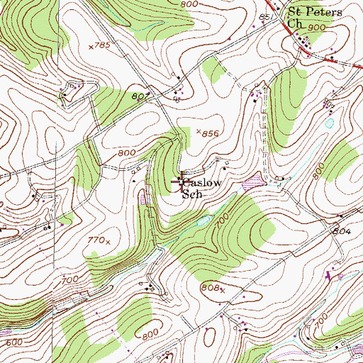 Topographic Map of Caslow School, PA