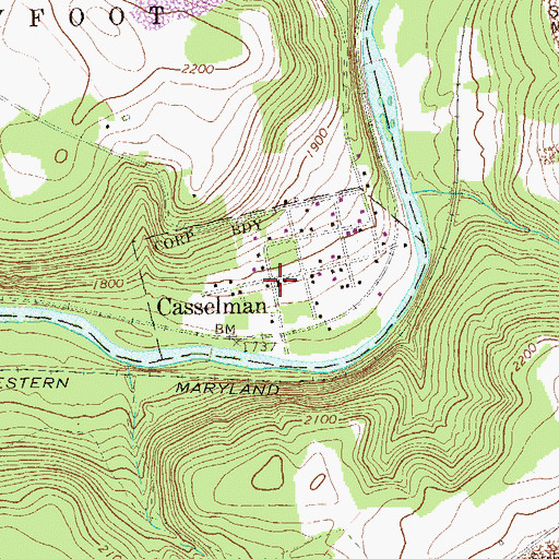 Topographic Map of Casselman, PA
