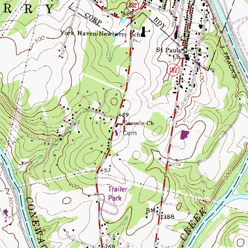 Topographic Map of Cassels Church, PA
