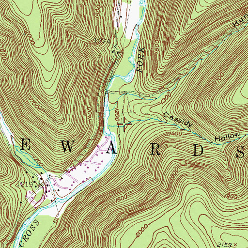Topographic Map of Cassidy Hollow, PA