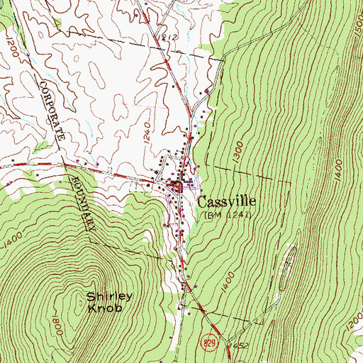 Topographic Map of Cassville, PA
