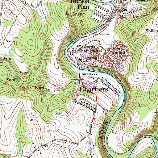Topographic Map of Castile Run, PA