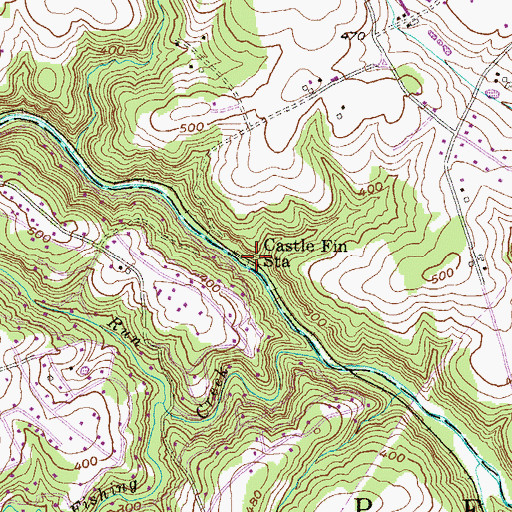 Topographic Map of Castle Fin Station, PA