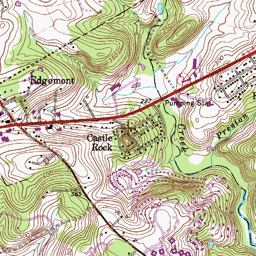 Topographic Map of Castle Rock, PA