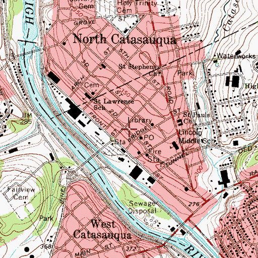 Topographic Map of Catasauqua, PA