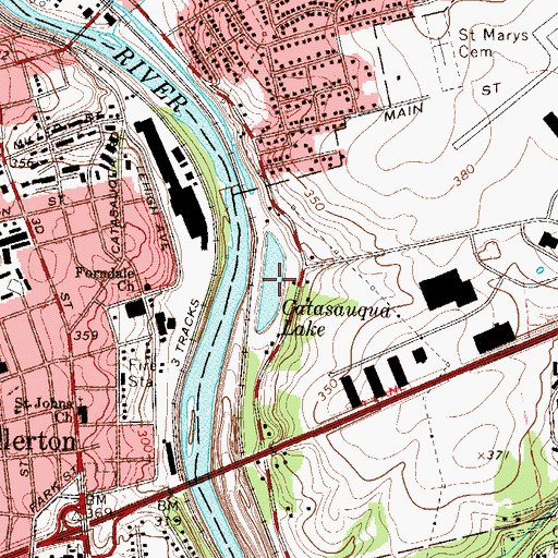 Topographic Map of Catasauqua Lake, PA