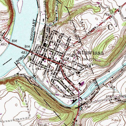 Topographic Map of Catawissa, PA