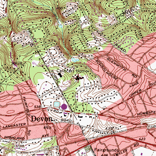 Topographic Map of Cathcart Home, PA