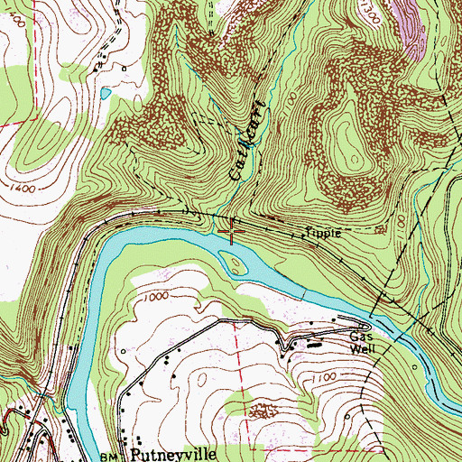 Topographic Map of Cathcart Run, PA