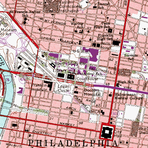 Topographic Map of Cathedral School, PA