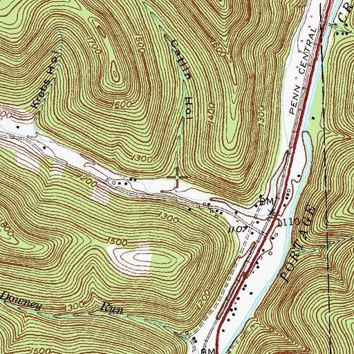 Topographic Map of Catlin Hollow, PA