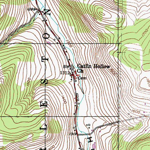 Topographic Map of Catlin Hollow Church, PA