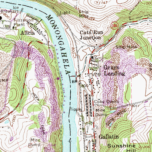 Topographic Map of Cats Run, PA