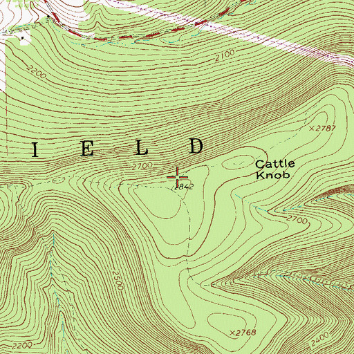 Topographic Map of Cattle Knob, PA