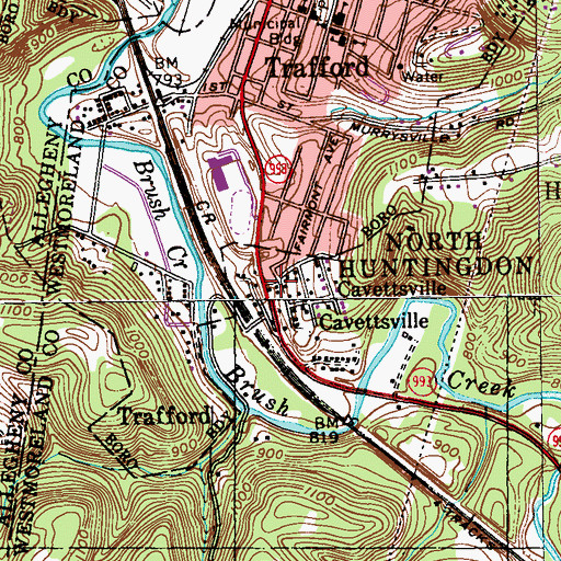 Topographic Map of Cavettsville, PA