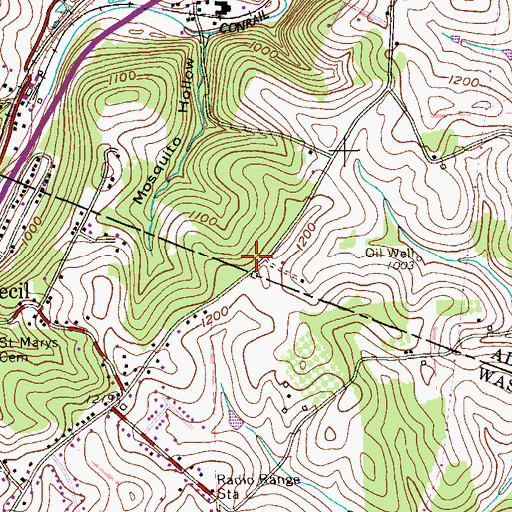 Topographic Map of Cecil, PA