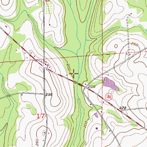 Topographic Map of Davis Mill Creek, AL