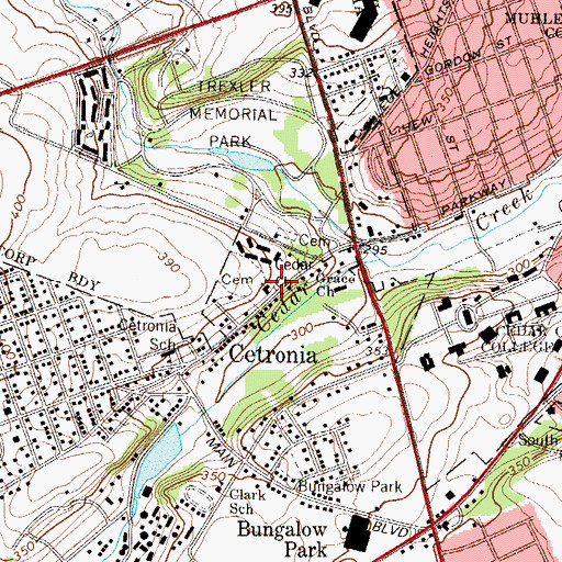 Topographic Map of Cedar Church, PA