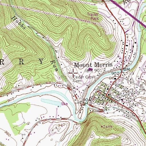 Topographic Map of Cedar Grove Cemetery, PA