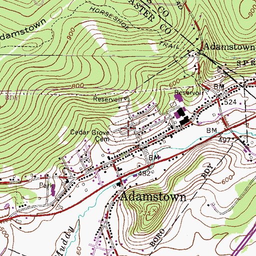 Topographic Map of Cedar Grove Cemetery, PA