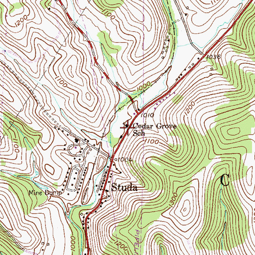 Topographic Map of Cedar Grove School, PA