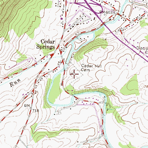 Topographic Map of Cedar Hill Cemetery, PA